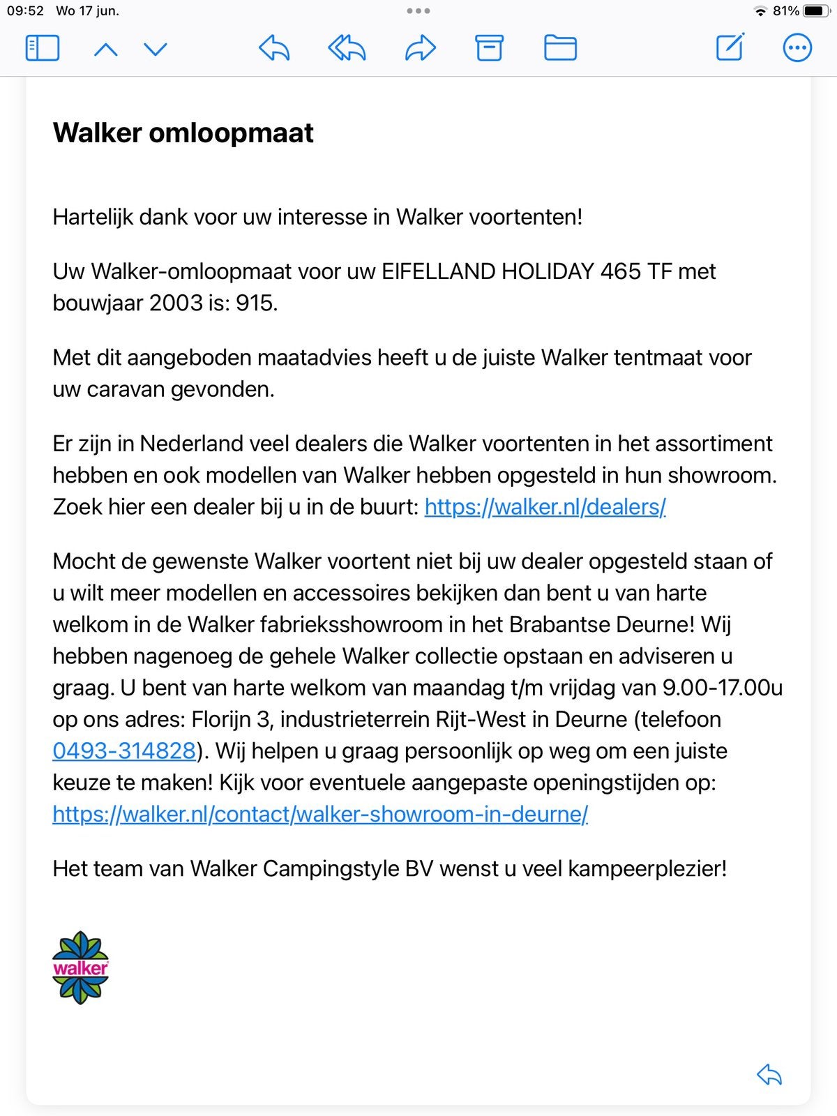 Walker voortent caravan, Ophalen of Verzenden, Zo goed als nieuw