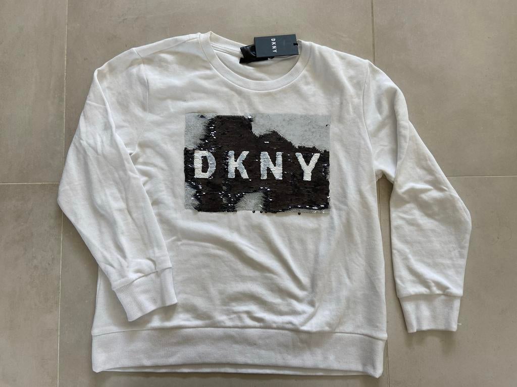 Nieuwe DKNY trui met omkeerbare pailletten - Zeldzaam design, Verzenden, Nieuw, Wit