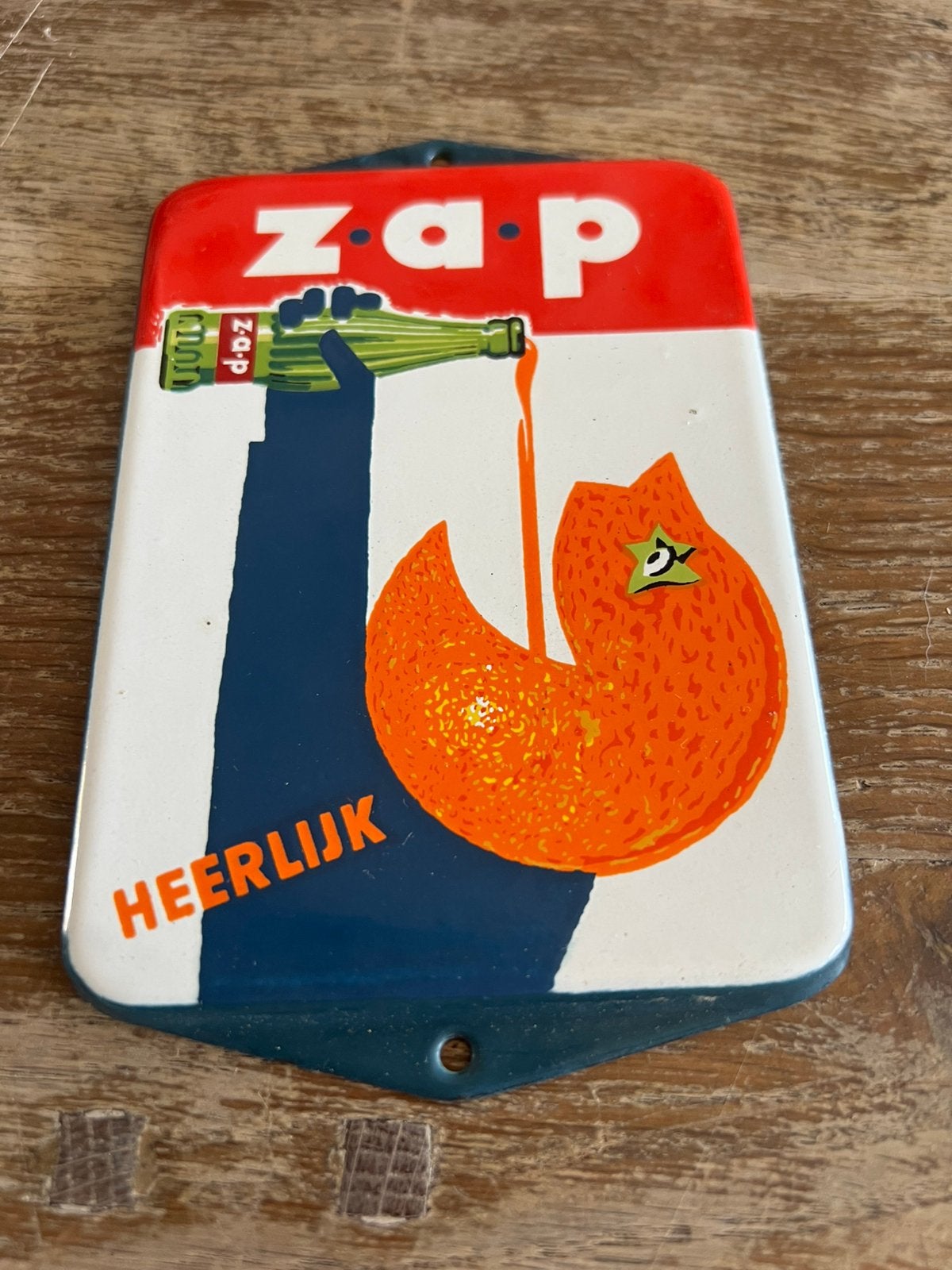 EMAILLE DEURPOSTBORDJE Z.A.P, Ophalen of Verzenden, Zo goed als nieuw, Reclamebord