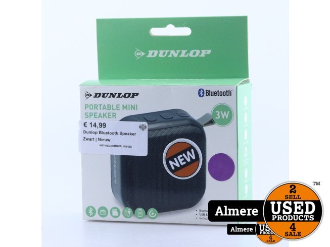 Dunlop Bluetooth Speaker Zwart | Nieuw