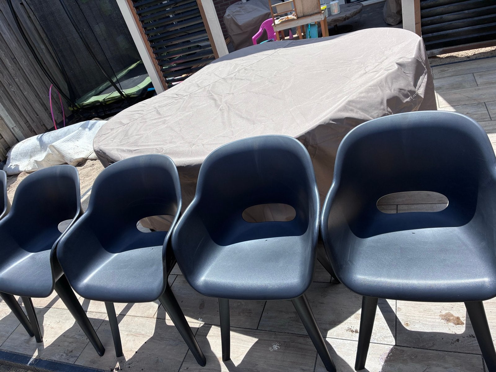 Tuinstoelen kuipstoel Allibert, set 4 stoelen, Ophalen, Gebruikt, Kunststof