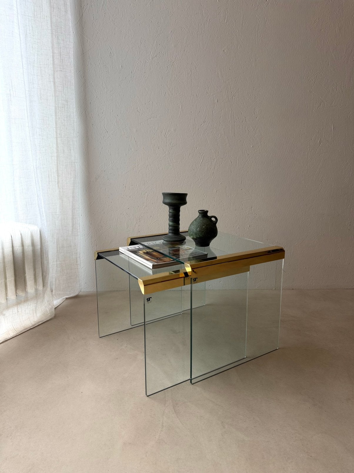 Gallotti & Radice mimiset met messing hoekelementen set 1, Overige materialen, Italian design, Ophalen of Verzenden, Zo goed als nieuw