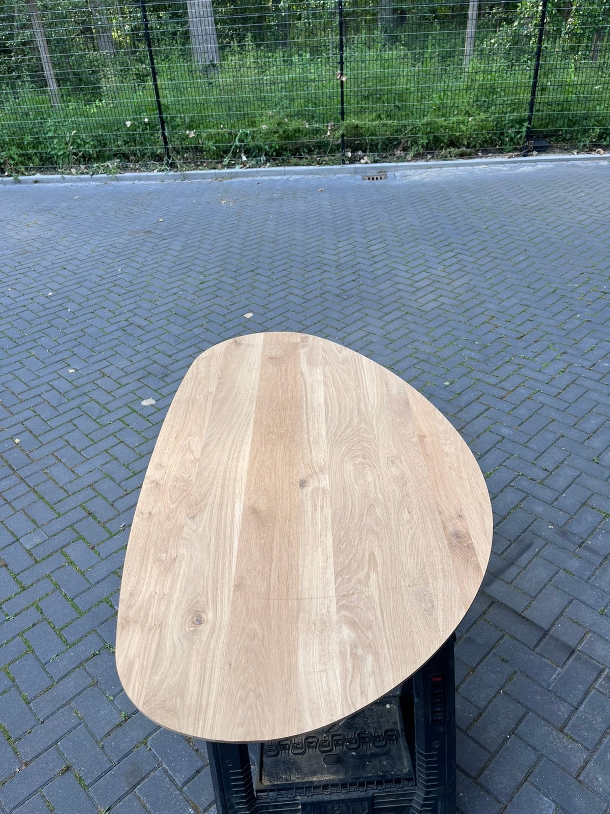 Organische eettafel Kiezel 160x90x3 verjongd eiken rustiek, Huis en Inrichting, Tafels | Eettafels, Ophalen, Eikenhout, Nieuw