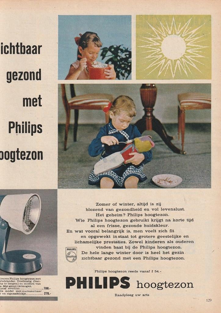 Retro reclame 1960 Philips hoogtezon meisje met beer, Verzamelen, Retro, Verzenden, Overige typen