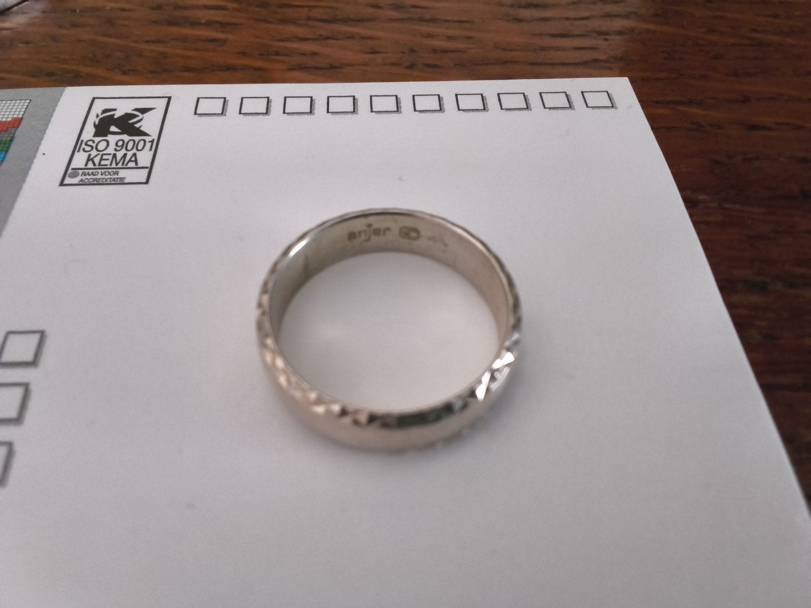 Zilveren ring met patroon Anjer gehalte 0.925, Verzenden, Zo goed als nieuw