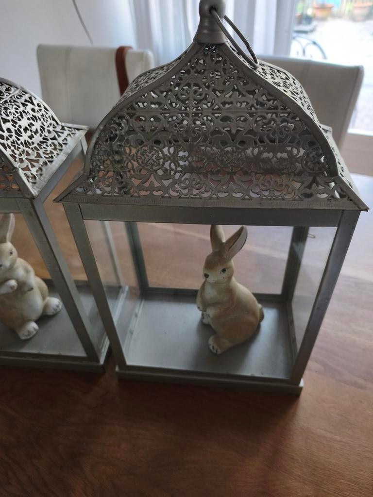 Hele mooie zilvergrijze decoratie evt met haasjes, Huis en Inrichting, Ophalen, Zo goed als nieuw, Overige materialen, Minder dan 25 cm
