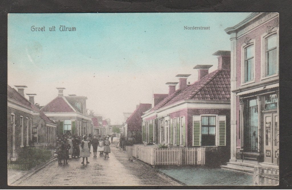 ulrum norderstraat met mensen, Verzenden, Voor 1920, Gelopen, Groningen