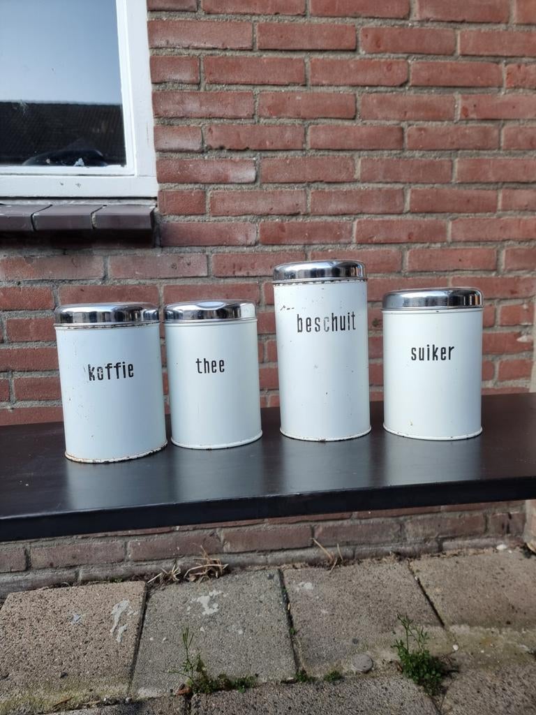 Antieke Brabantia voorraadbussen - Koffie, Thee, etc., Ophalen of Verzenden