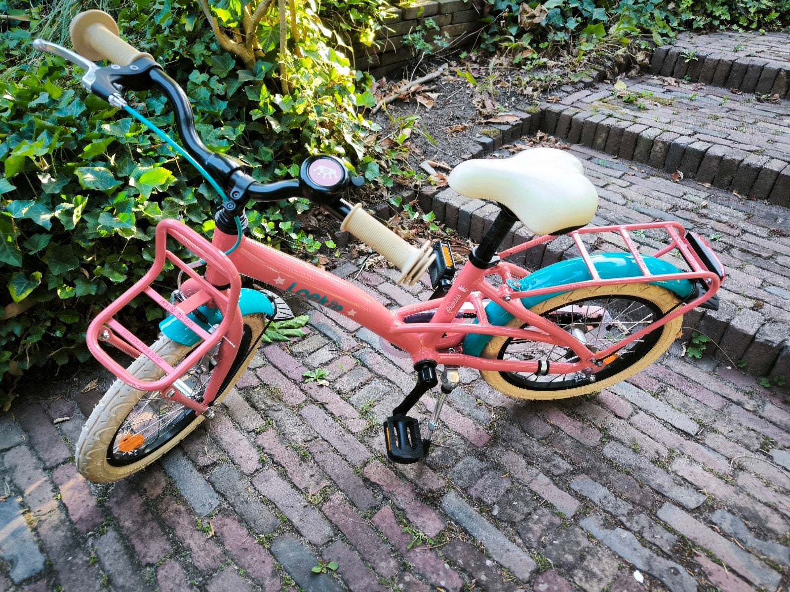 Loekie Princess 16 inch kinderfiets - Roze/Turquoise, Ophalen, Terugtraprem, Zijwieltjes, 16 tot 20 inch