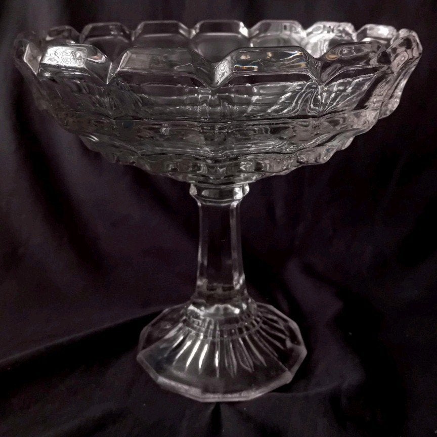 Vintage schaal op voet van helder persglas, Ophalen of Verzenden