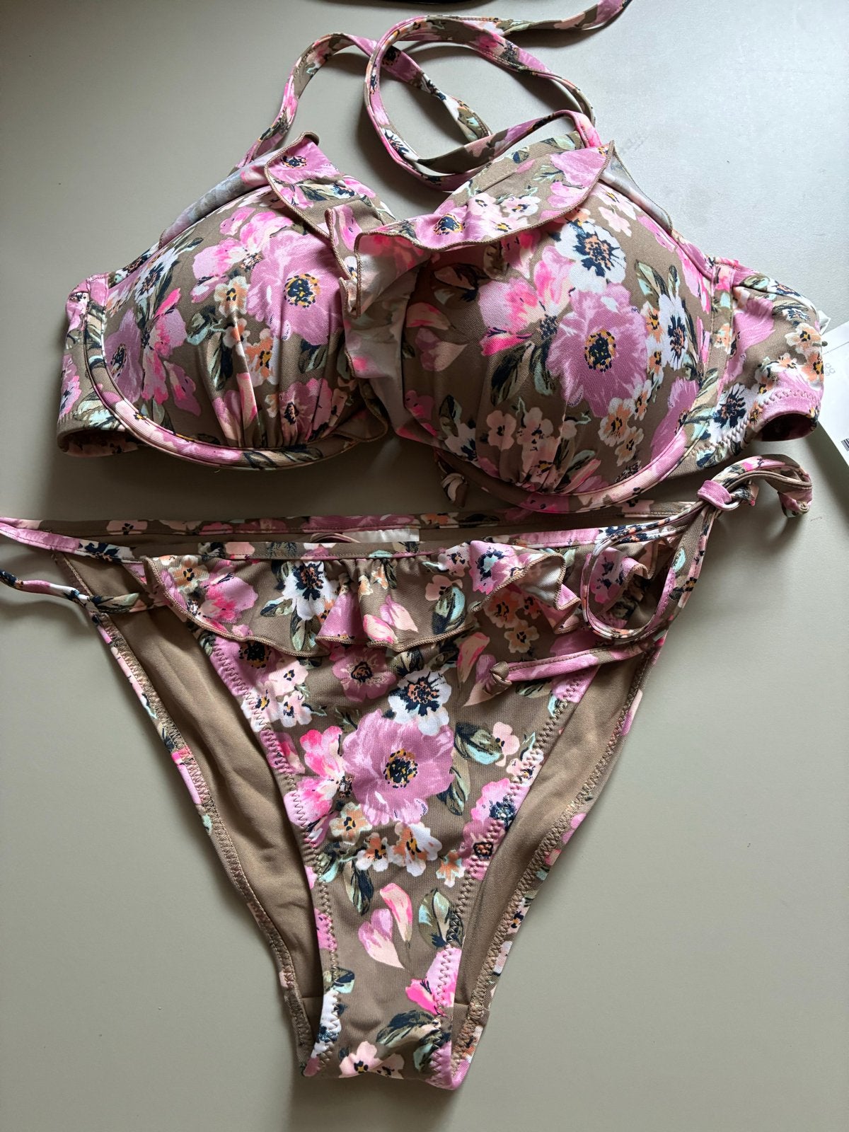 H&M Nieuwe Bikini 80C Slip S Beugel Voorgevormd Bloem Print, Ophalen of Verzenden, Nieuw, Meerkleurig, Bikini