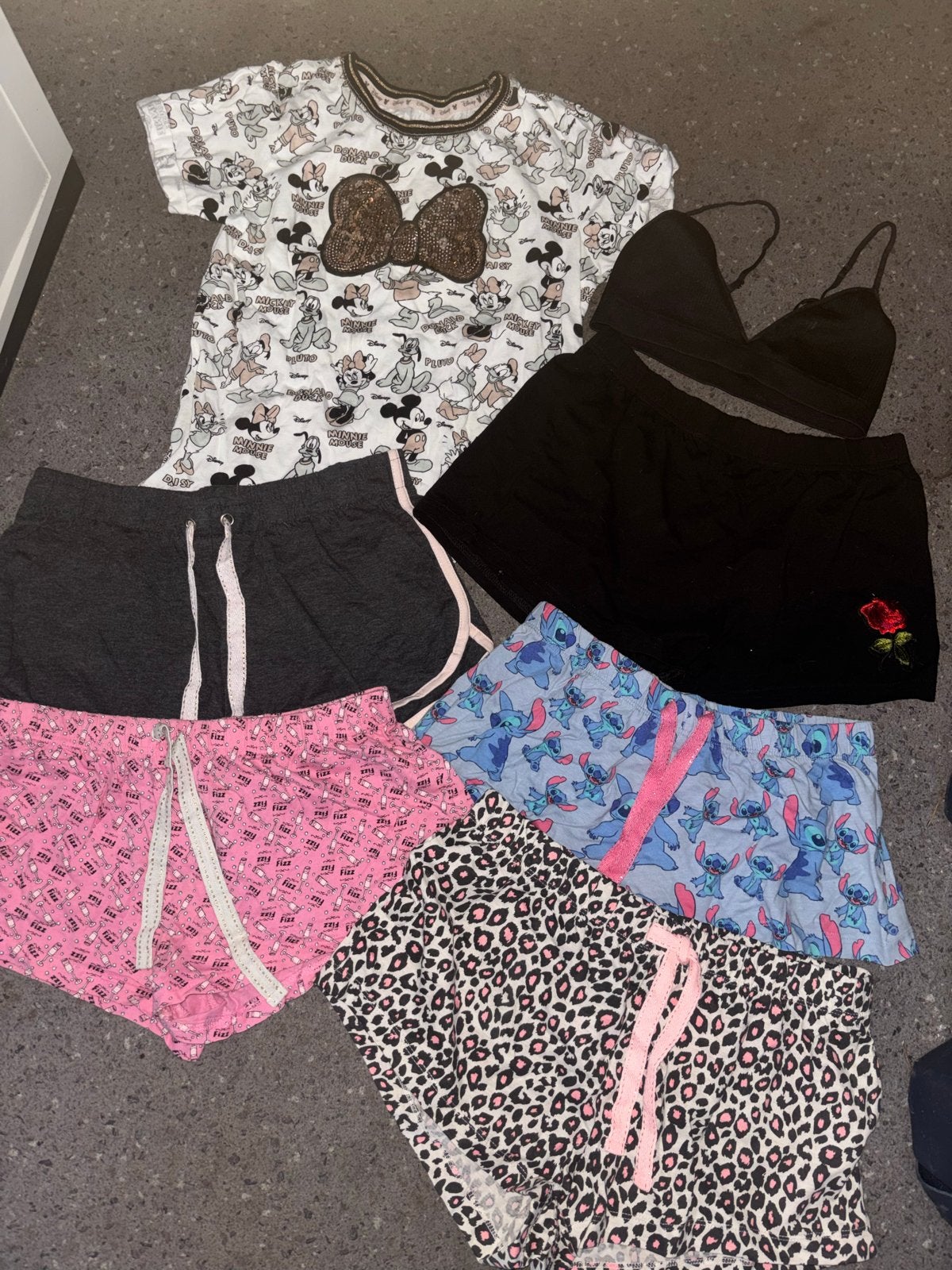Pyjamaset: Top, BH en 5 Shorts (Maat xs/s, Ophalen of Verzenden, Gedragen, Maat 36 (S)
