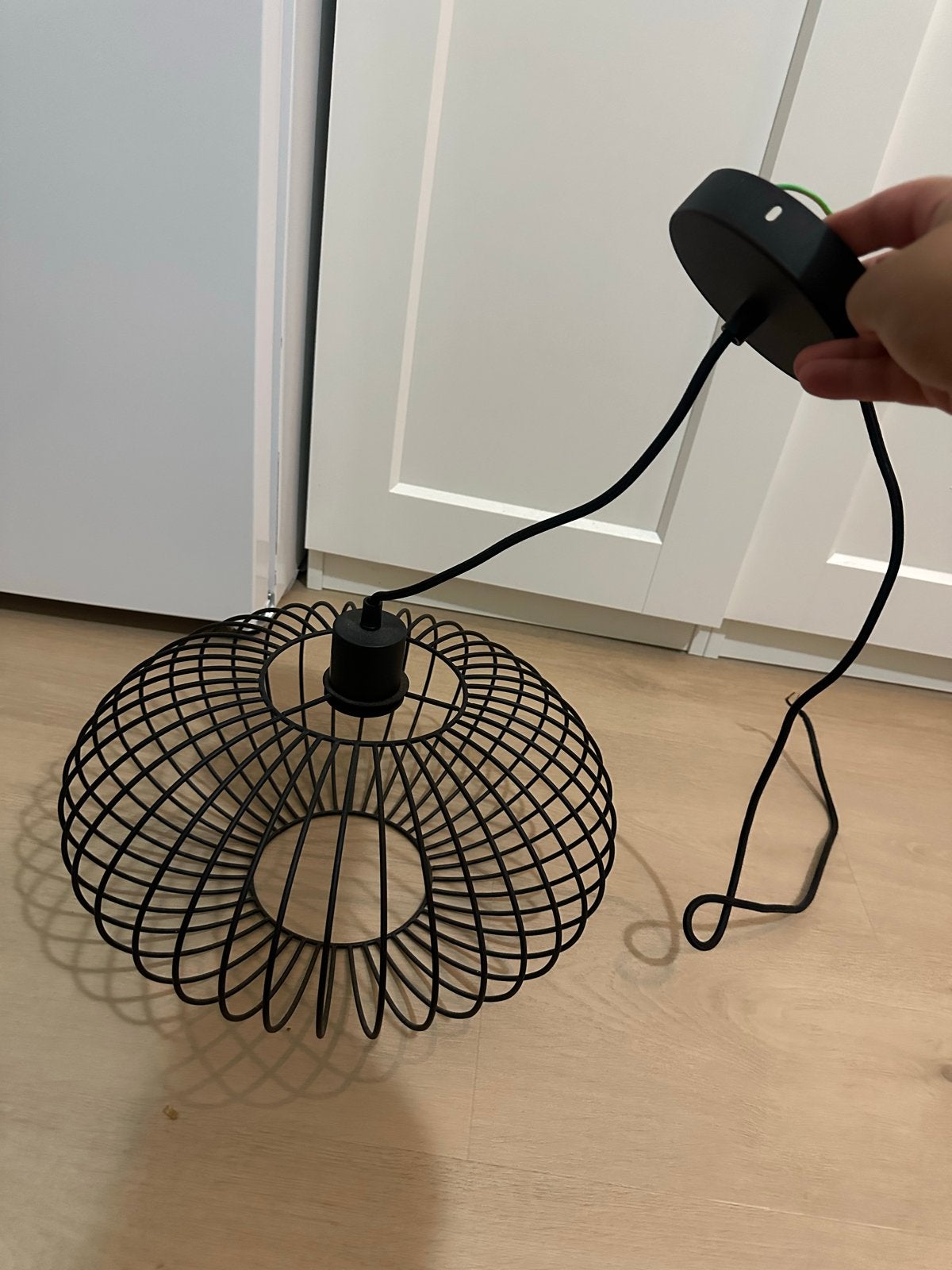 Ronde hanglamp Wehkamp - Zwart metaal, E27, Ophalen of Verzenden, Zo goed als nieuw, Metaal, E27 (groot)