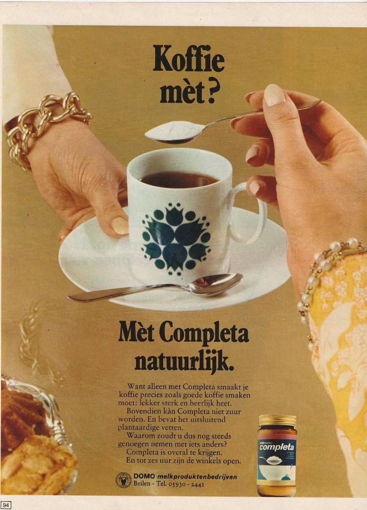 Retro reclame 1972 Domo Beilen Completa zuivel melkpoeder, Verzamelen, Verzenden, Overige typen