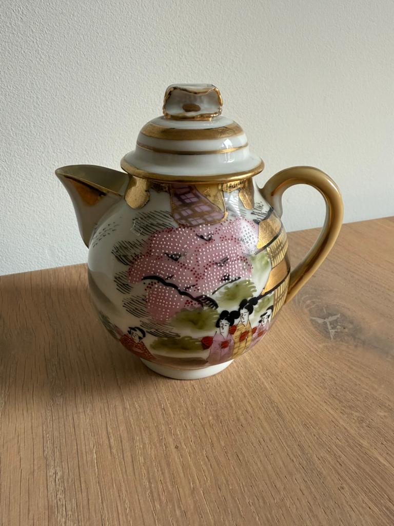 Vintage Kutani stijl theepotje - Japans - porselein, Ophalen of Verzenden