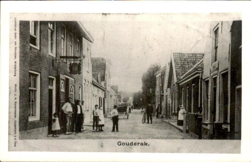 Gouderak - Straat - Straatbeeld, Verzamelen, Ophalen of Verzenden, Voor 1920, Ongelopen, Zuid-Holland