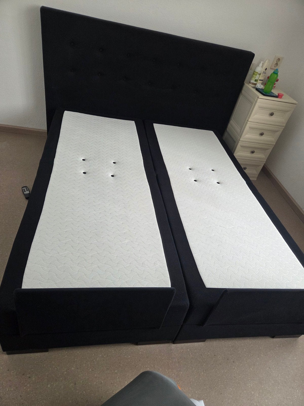 Elektrische boxspring - Zwart - Tweepersoons, Ophalen, Gebruikt, Zwart, Tweepersoons