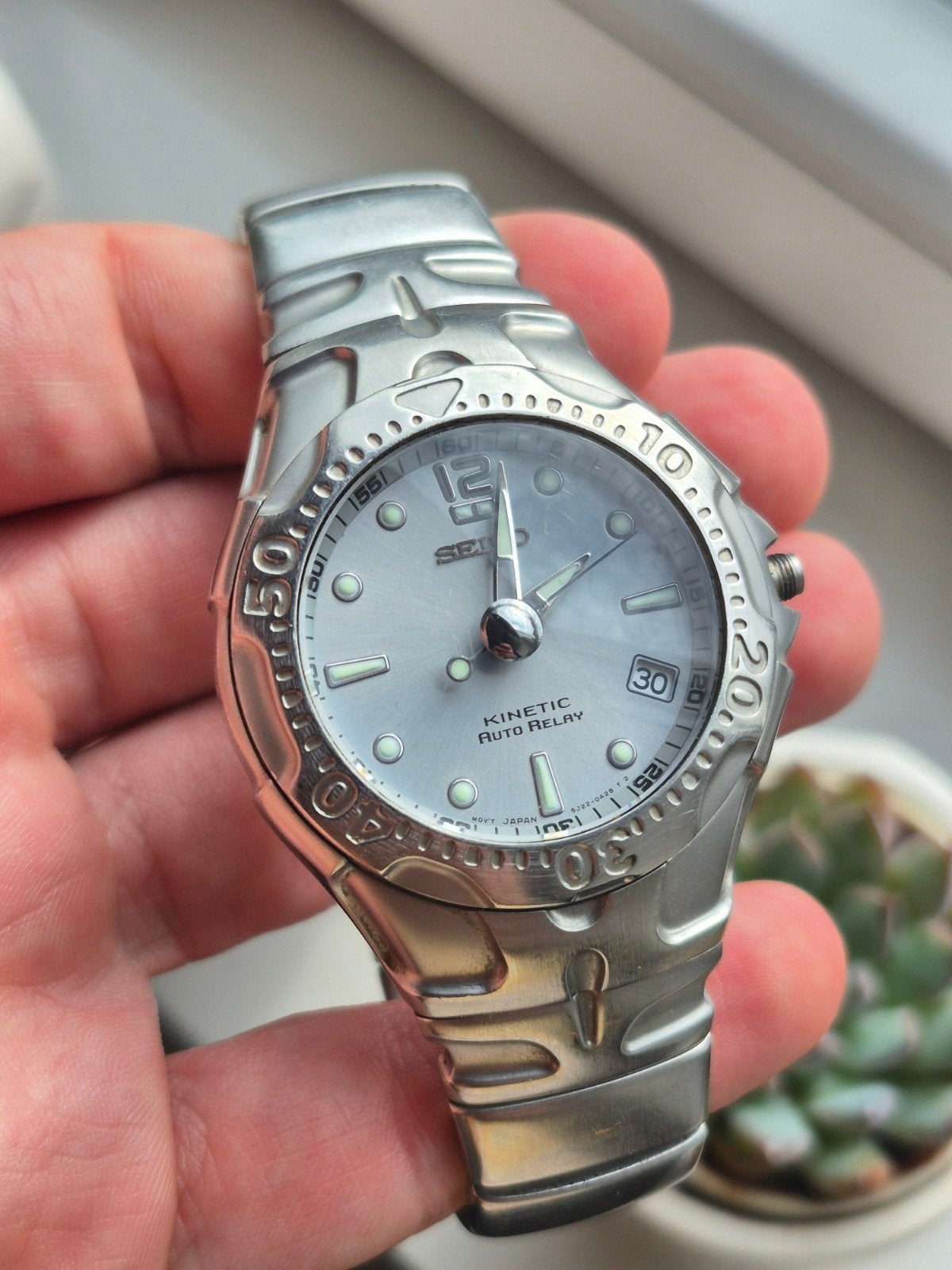 Seiko Kinetic Auto Relay Ref. 5J22-0A60 Vintage - Reparatie, Seiko, Gebruikt, Seiko Watch Corporation, Zwart