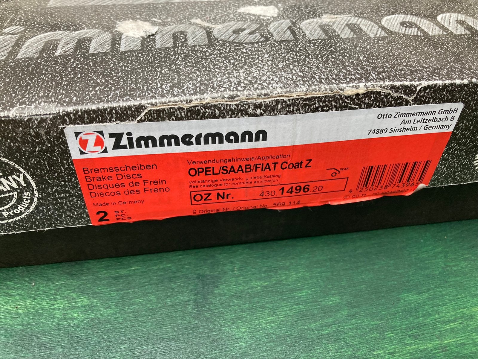 Remschijven Zimmerman achter Opel/Saab/Fiat, Ophalen, Nieuw