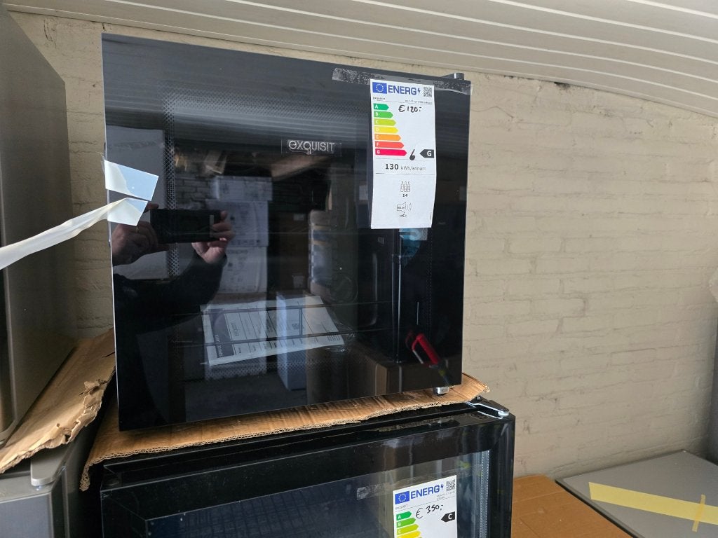 Nieuwe mooie zwarte kleine wijnkoeler voor 14 flessen 0,75L, Ophalen, Zonder vriesvak, Minder dan 85 cm, Nieuw