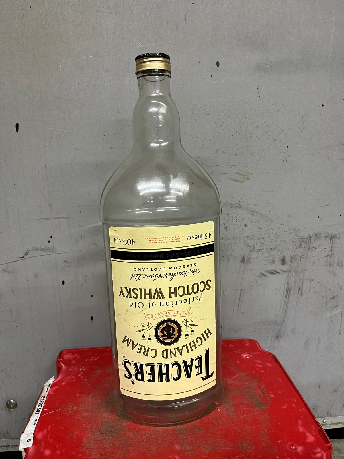 Grote lege Teacher's Highland Cream whiskyfles 4.5 liter, Ophalen of Verzenden, Gebruikt, Overige gebieden, Overige typen