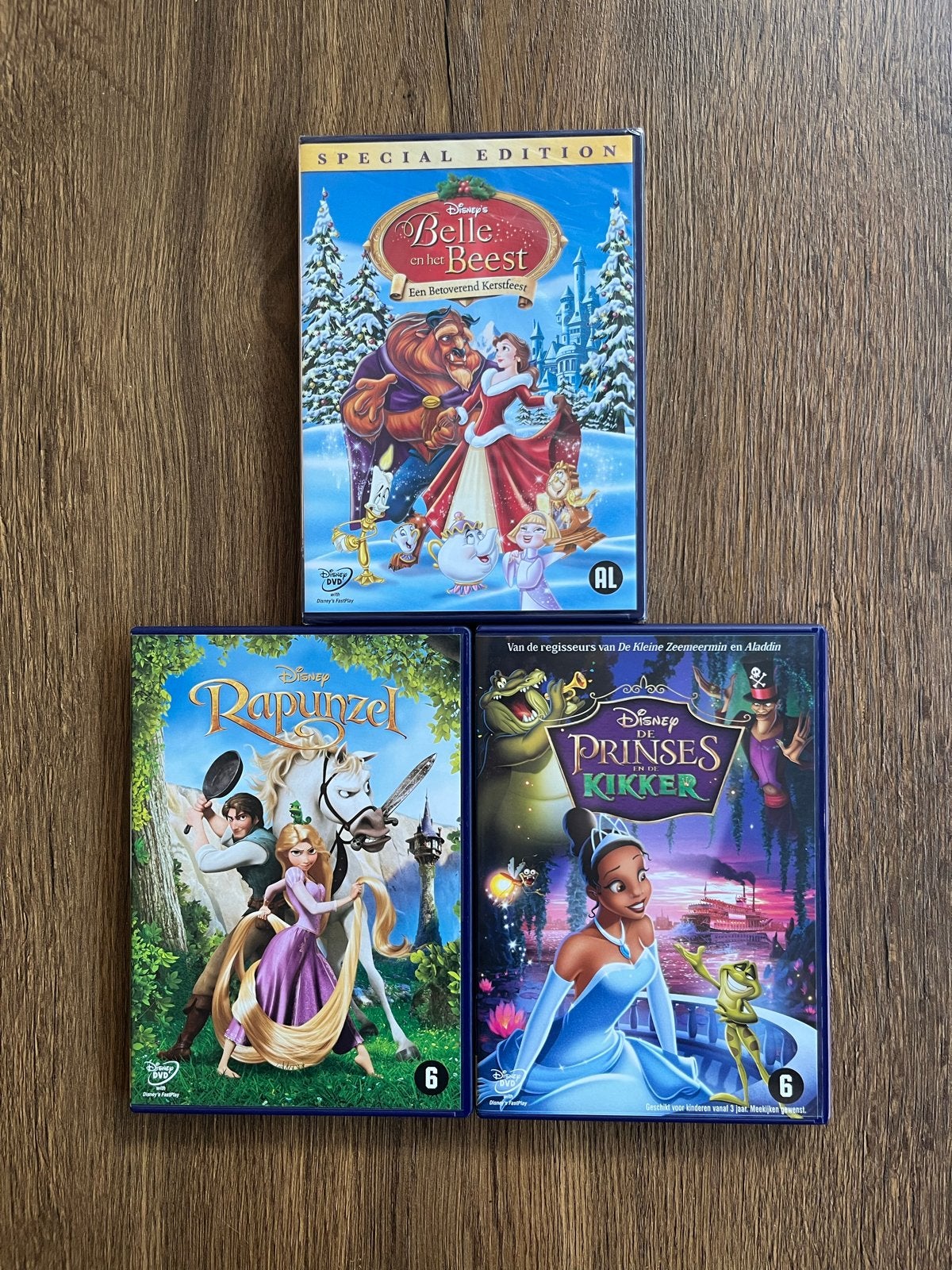 Disney DVD's: Belle en het Beest, Rapunzel, De Prinses en de, Bonusmateriaal, Animatie, Alle leeftijden, Nederlands