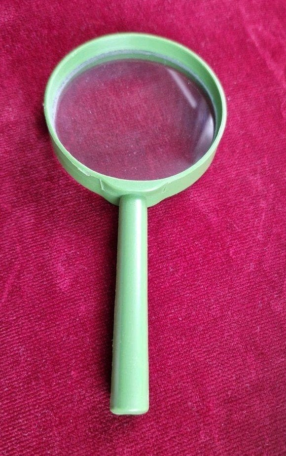 Groene loep, vergrootglas 13cm, Vergrootglas of Loep, Gebruikt, Onbekend, Ophalen of Verzenden