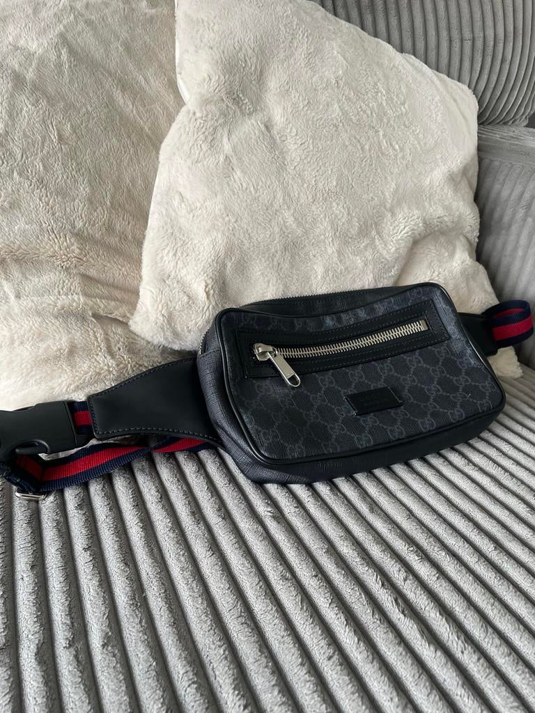 GUCCI Ophidia GG Supreme Weekendtas Leer, Ophalen, 40 tot 60 cm, 20 tot 30 cm, Zwart