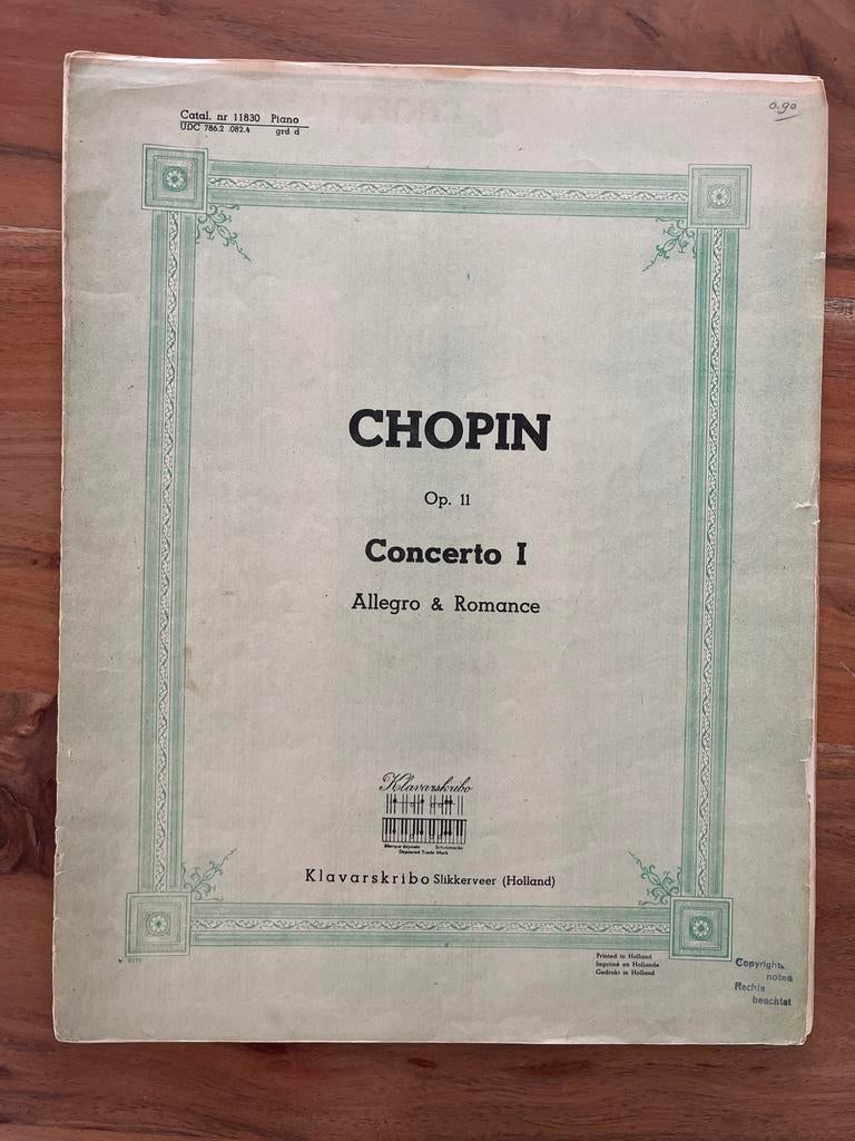 Chopin: 3 Ecossaises + Concerto I (Klavarskribo), Klassiek, Ophalen of Verzenden, Zo goed als nieuw, Artiest of Componist