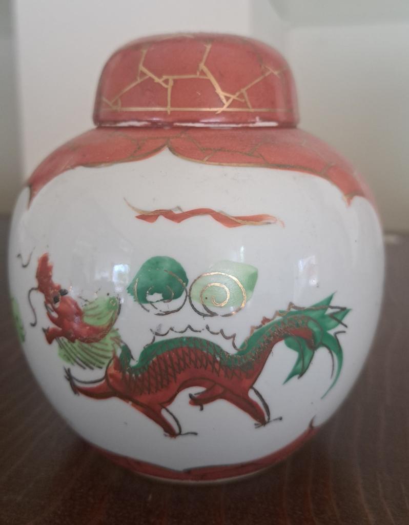 Antieke Chinese Gemberpot met Drakenmotief, Ophalen of Verzenden