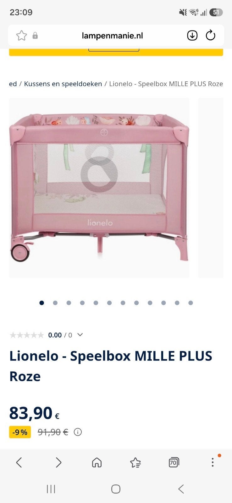 Lionelo Speelbox MILLE PLUS Roze - Opvouwbaar en Draagbaar, Kinderen en Baby's, Ophalen, Zo goed als nieuw, Vierkant, Boxkleed