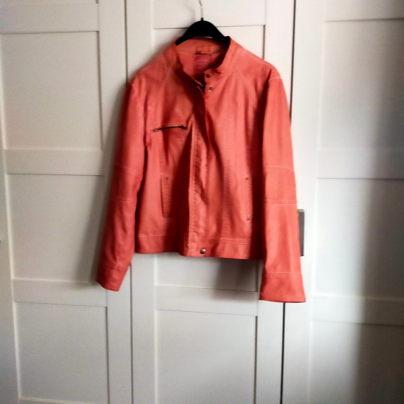 zalmkleurig leren jasje van Yest Fashion, Maat 42/44 (L), Oranje, Ophalen of Verzenden, Zo goed als nieuw
