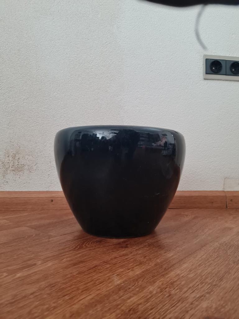 Blauwe glanzende bloempot, rond, voor binnen of buiten, Gebruikt, Rond, Ophalen of Verzenden, Balkon