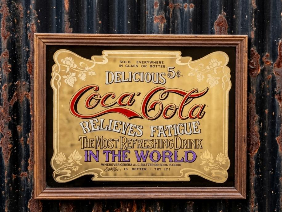 Vintage Coca-Cola Spiegel 70's Reclamebord Jaren 70 Café Bar, Ophalen of Verzenden, Gebruikt, Reclamebord