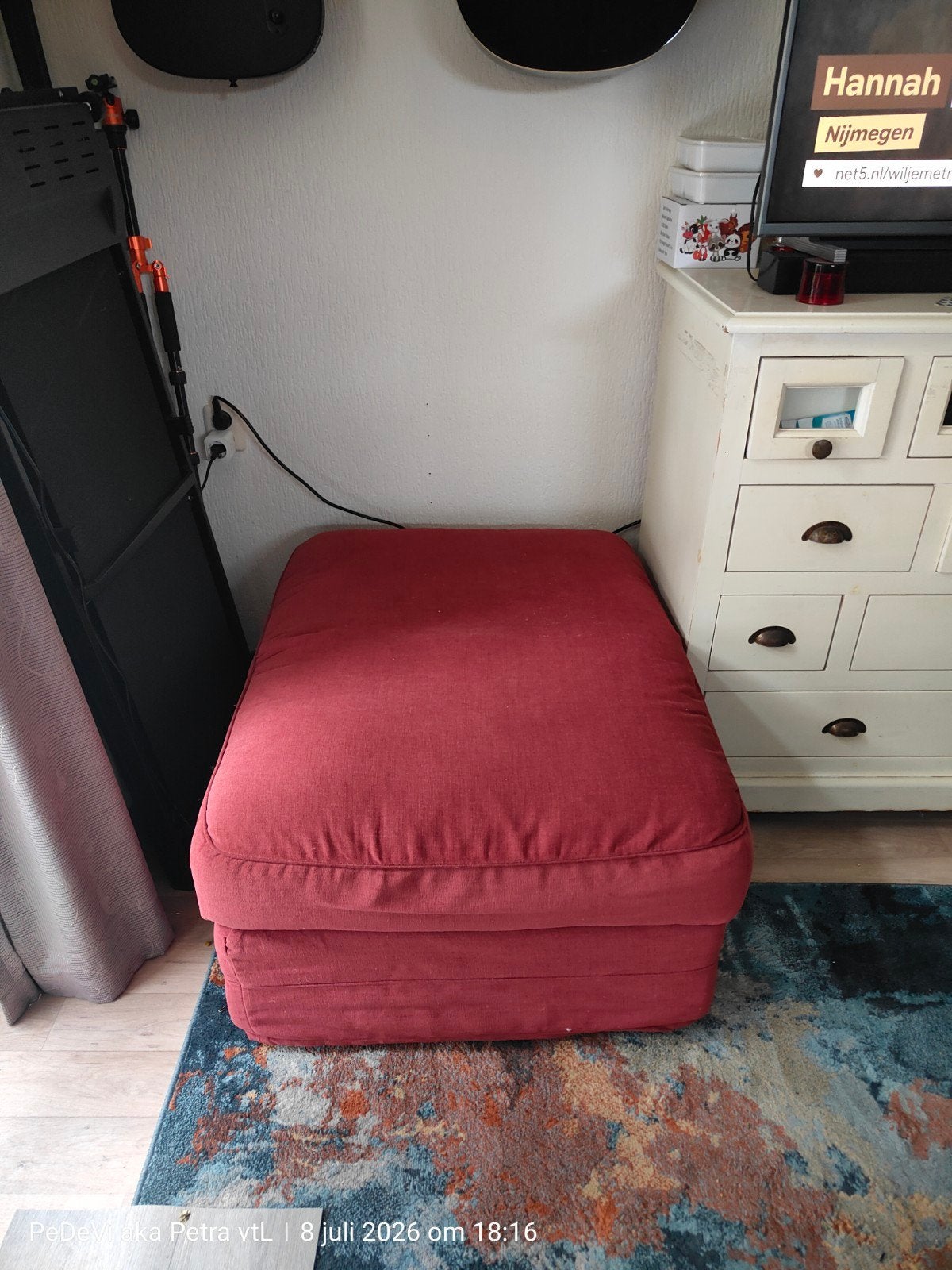 IKEA GRÖNLID voetenbank met opbergruimte - Rood, Ophalen, 75 tot 100 cm, Zo goed als nieuw, Stof
