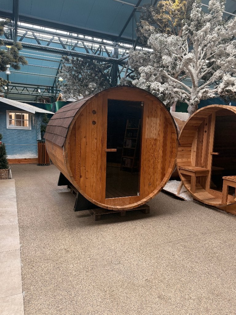 Barrelsauna 8ft. | SHOWROOMMODEL, Ophalen, Zo goed als nieuw, Fins of Traditioneel, Complete sauna