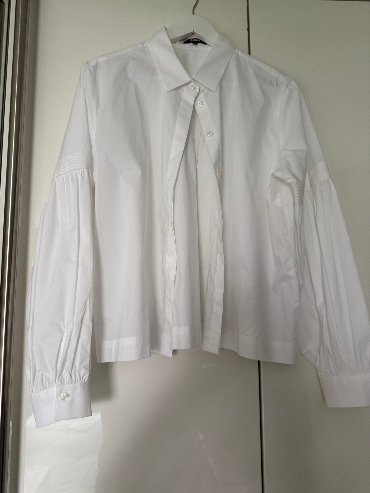 Purdey witte korte blouse - 1x gedragen, Kleding | Dames, Ophalen of Verzenden, Zo goed als nieuw, Maat 42/44 (L), Wit