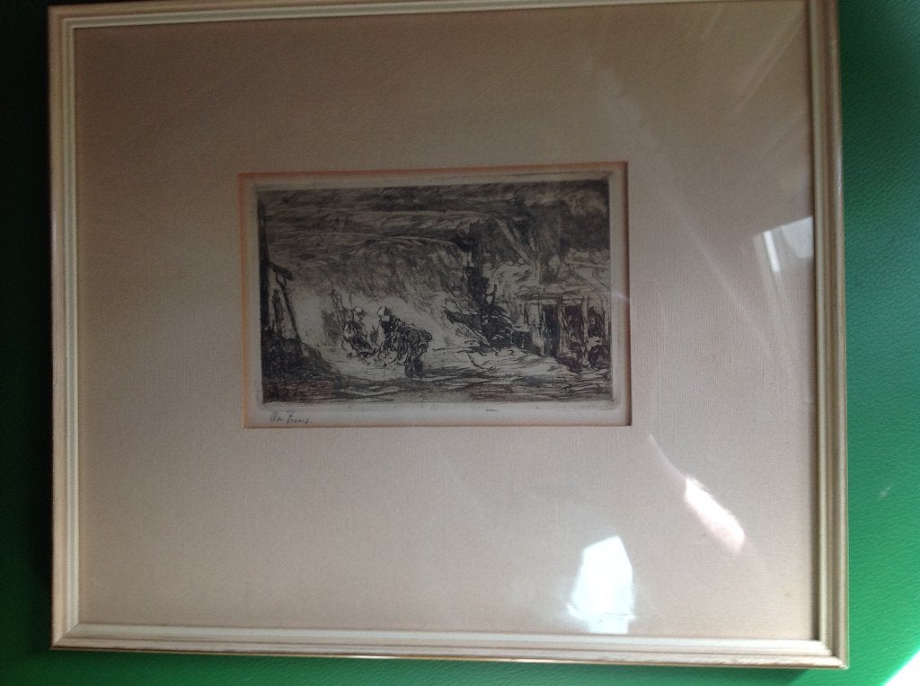 ets Willem de Zwart (1862-1931), 10 cm, Ingelijst, 1800 - 1899, Ets