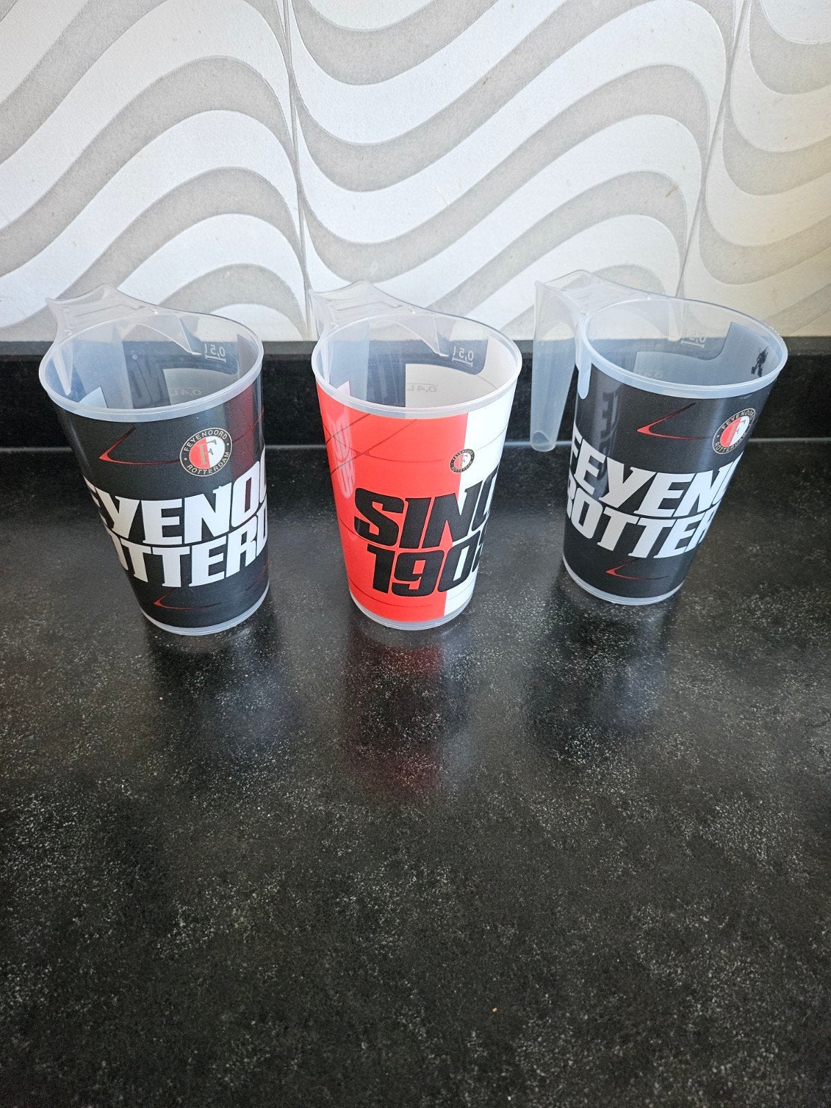 3 plastic Feyenoord bekers, Ophalen of Verzenden, Nieuw, Feyenoord, Overige typen
