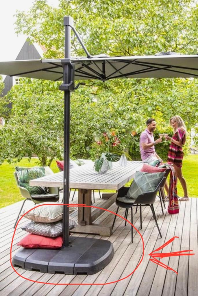 Madison kunststof parasol vulvoet met metalen kruisvoet, Ophalen of Verzenden, Zo goed als nieuw, 1 tot 2 meter, Parasolvoet