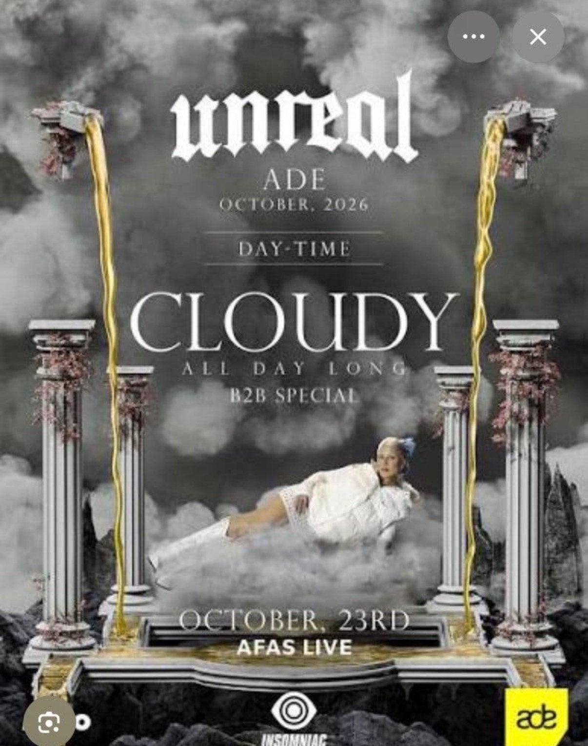 3 Unreal Cloudy ADE All day long tickets 23 oktober, Tickets en Kaartjes, Drie personen of meer, Oktober