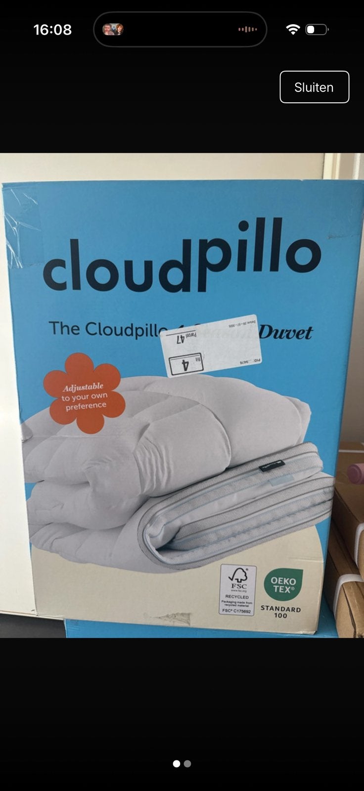 Cloudpillo dekbed 220/240, Wit, Ophalen of Verzenden, Deken of Dekbed, Nieuw