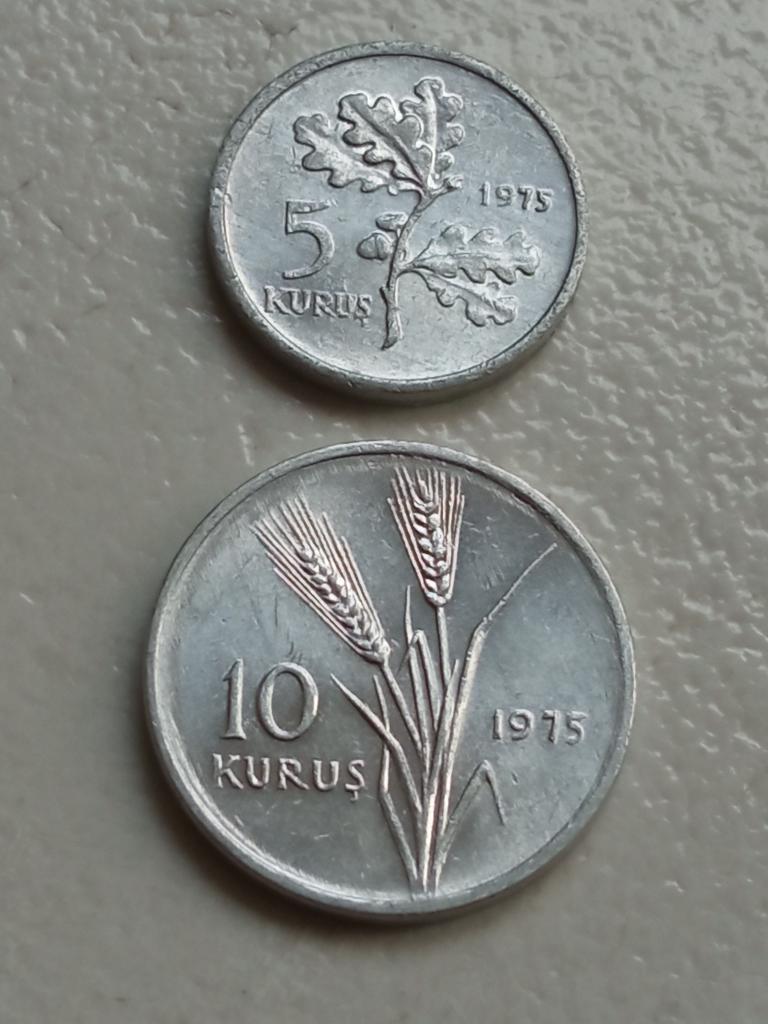Turkije 5 en 10 kurus 1975., Ophalen of Verzenden, Overige landen, Setje