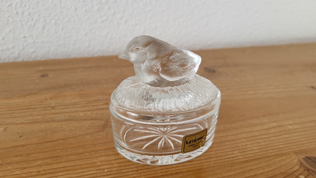Luminarc (Verrerie d'Arques) snuisterijendoosje vogel, Huis en Inrichting, Ophalen, Zo goed als nieuw, Glas