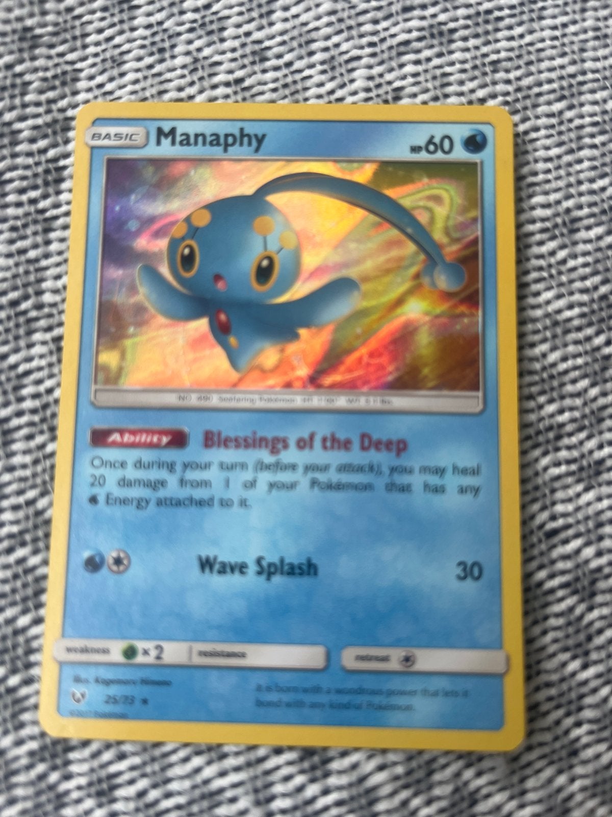 Manaphy Pokémon Kaart - Holo Foil (25/73), Ophalen of Verzenden, Zo goed als nieuw, Losse kaart, Foil