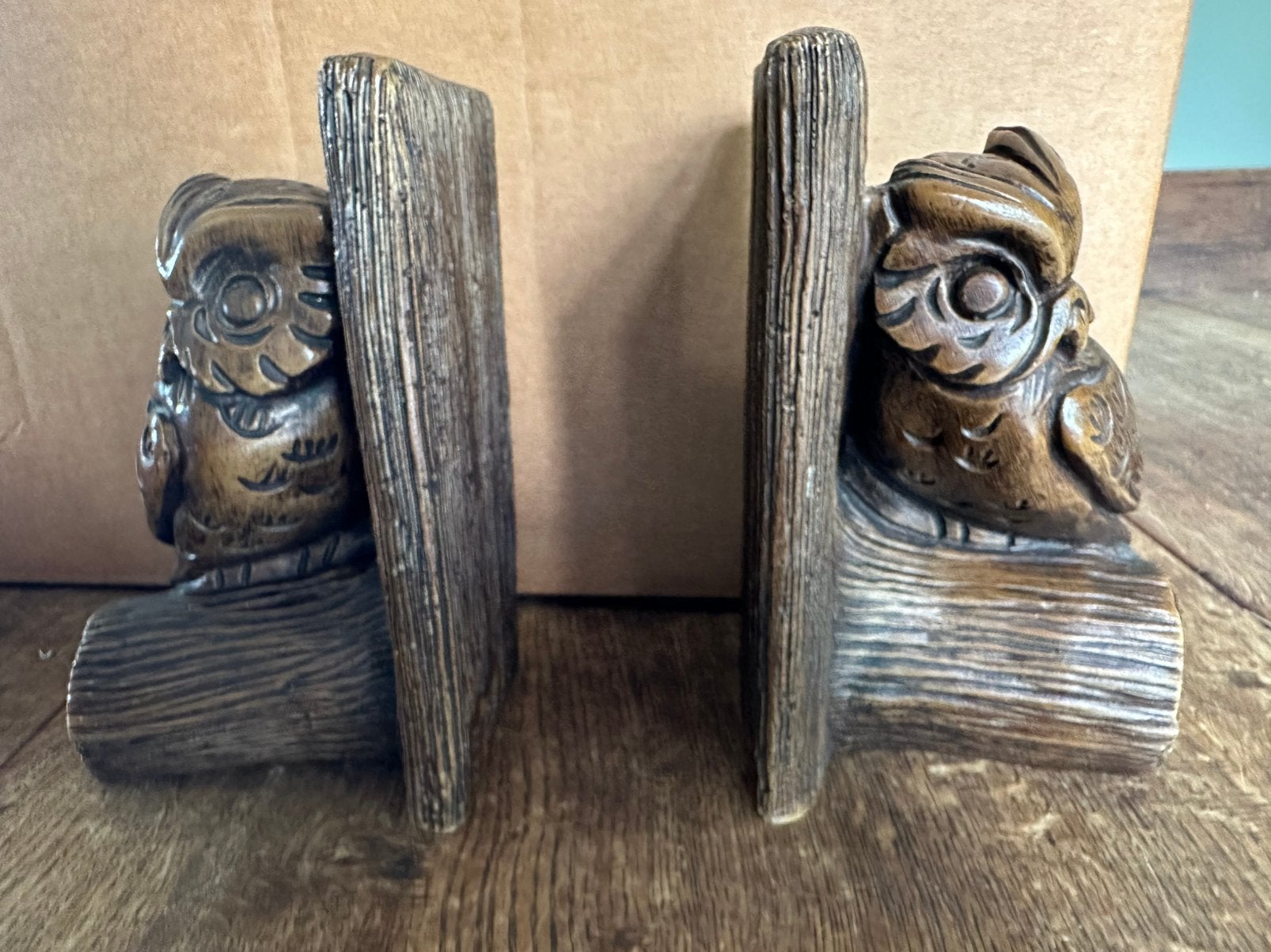 Stel vintage boekensteunen uil op tak, Vintage, Gebruikt, Verzenden, Kunststof