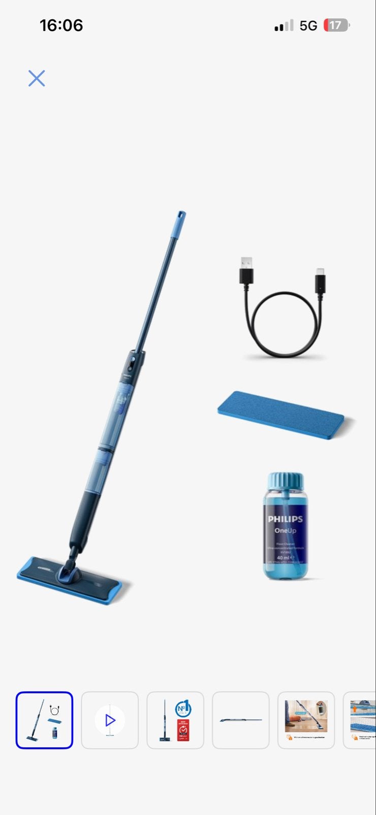 Philips OneUp Spray Mop -zo goed als nieuw, Ophalen of Verzenden, Mop of Dweil