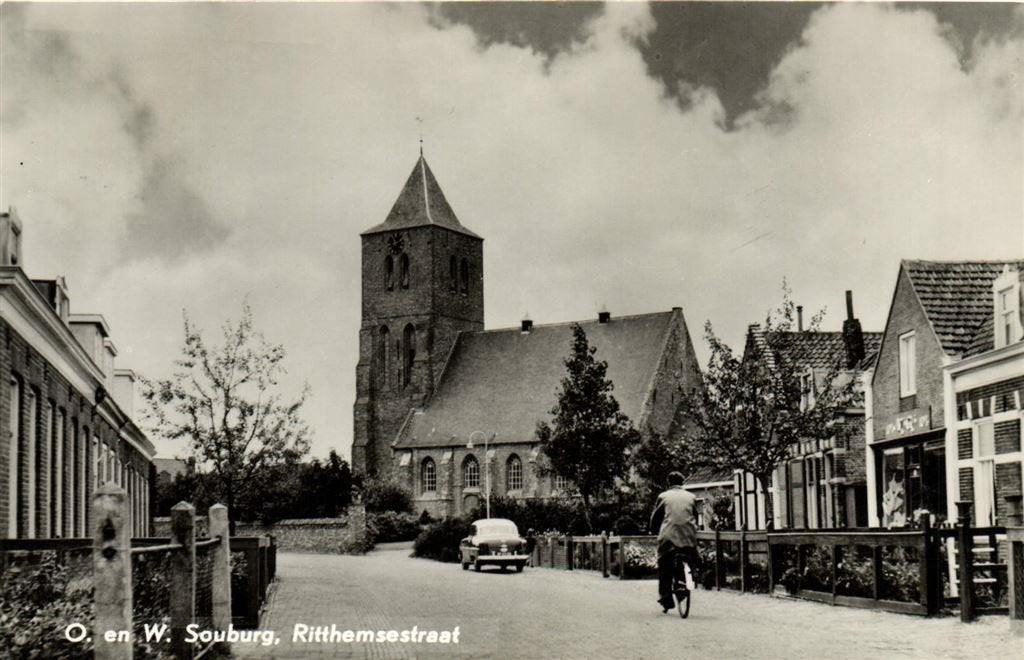 O. en W. Souburg, Ritthemsestraat - auto fiets - gelopen, Ophalen of Verzenden, 1960 tot 1980, Gelopen, Zeeland