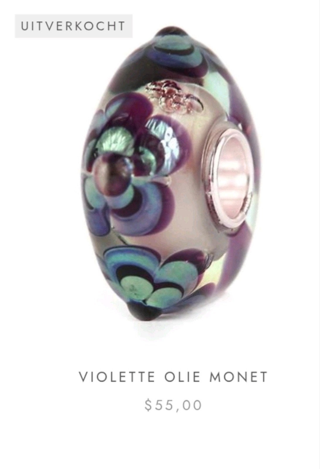 Een Mooie Violet  bloemmetjes Elfbeads, Sieraden, Tassen en Uiterlijk, Bedels, Overige merken, Glas of Kristal, Nieuw, Ophalen of Verzenden
