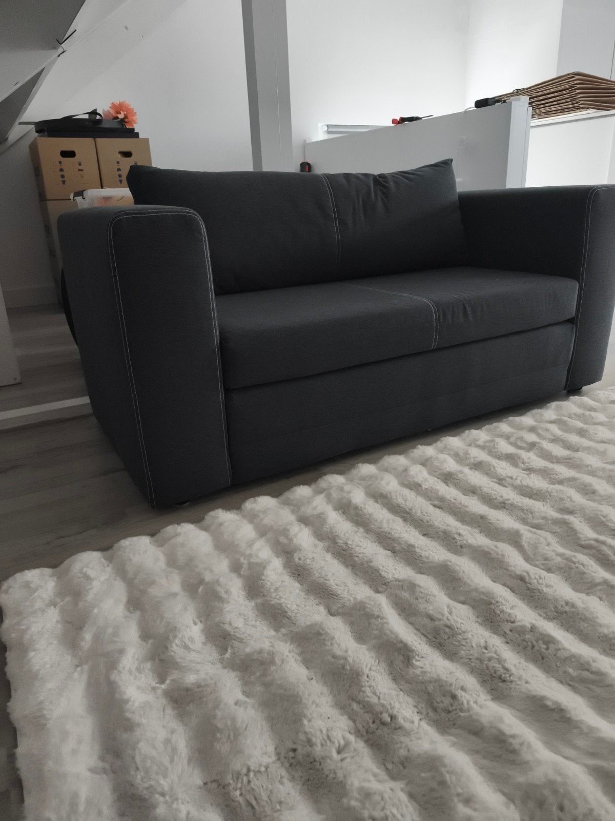 IKEA Askeby slaapbank - Donkergrijs, zo goed als nieuw, Huis en Inrichting, Ophalen, Zo goed als nieuw, Tweepersoons, 140 cm